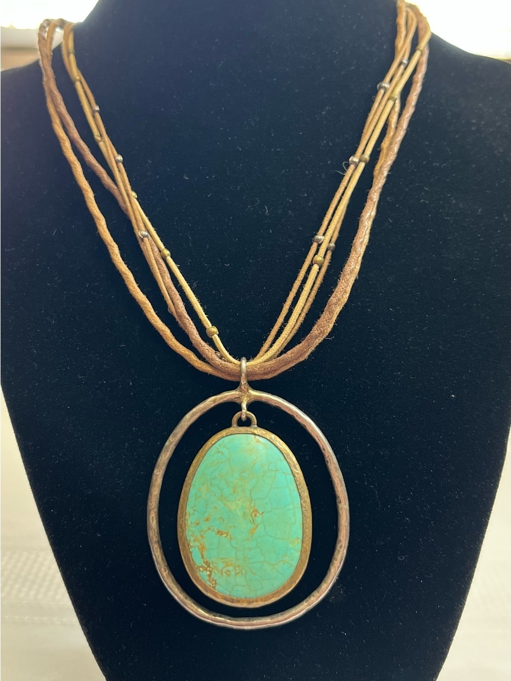 SILPADA Howlite Necklace Pendant Leather Turquoise Sterling Silver 925